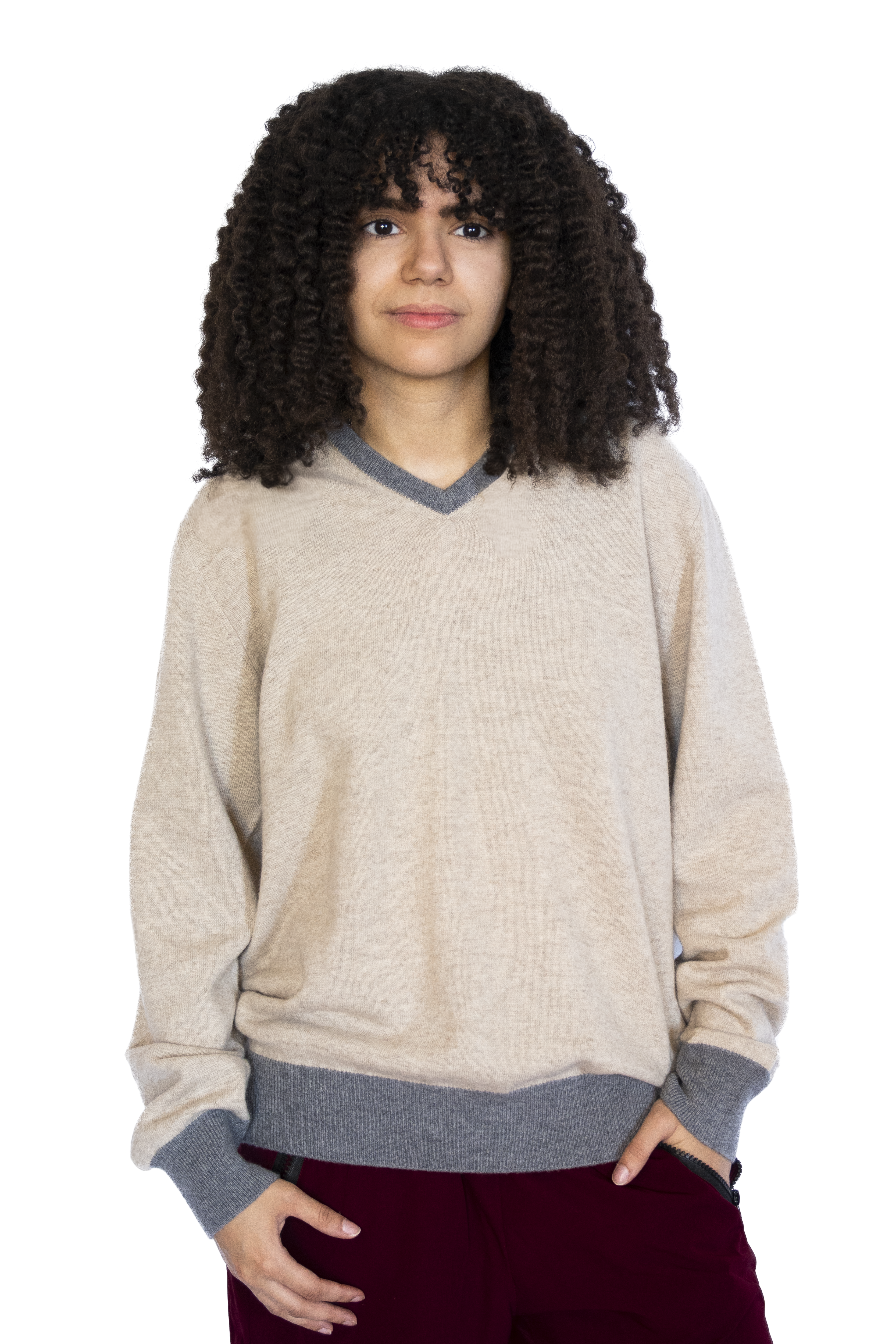 Maglione scollo a V 30% cashmere - 70% lambwool
