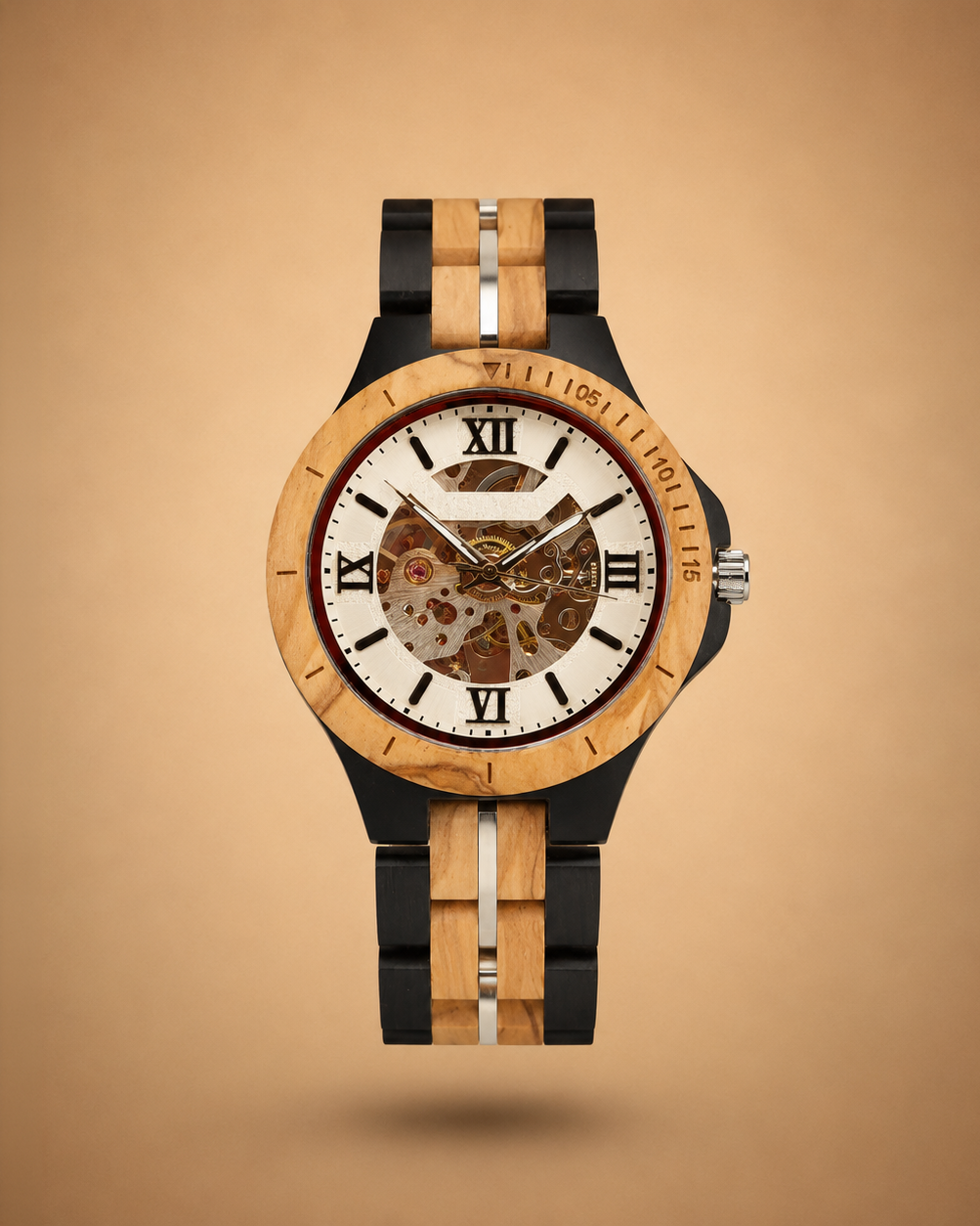 Orologio in Ebano e Ulivo